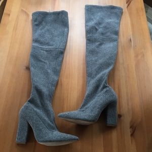 Oscar de la Renta Grey Over the Knee Boots
